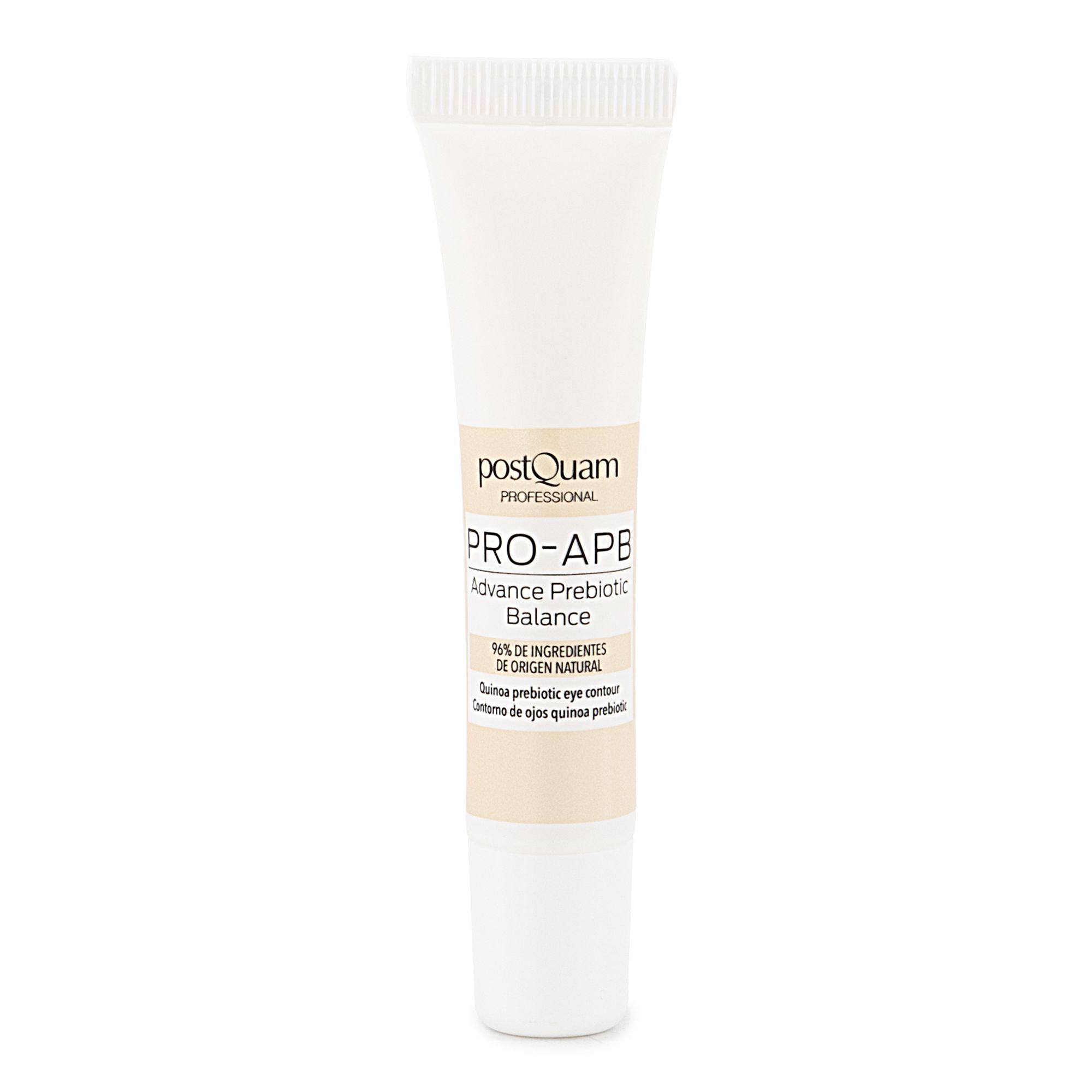Tube de crème. Inscription: postQuam PROFESSIONAL, PRO-APB, Advance Prebiotic Balance. Contient 96% d'ingrédients d'origine naturelle.