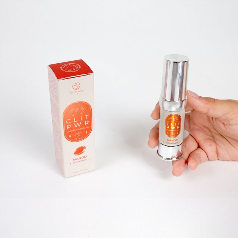Fles en doos van CLIT PWR Mango balsem.