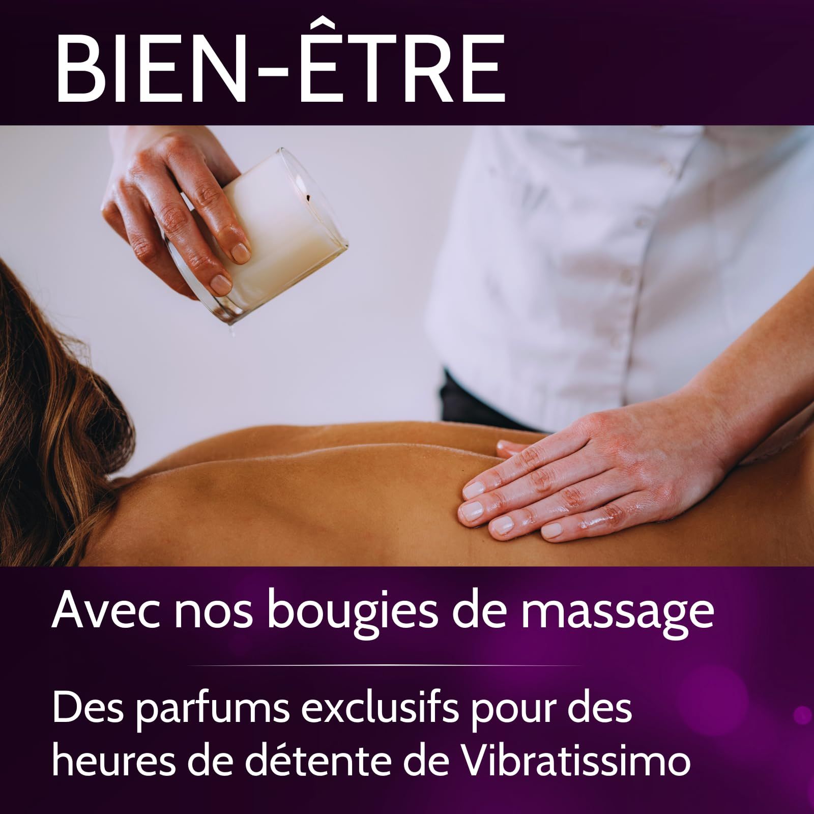 Bougie de massage Vibratissimo Vanille en boîte métallique, couvercle ouvert.