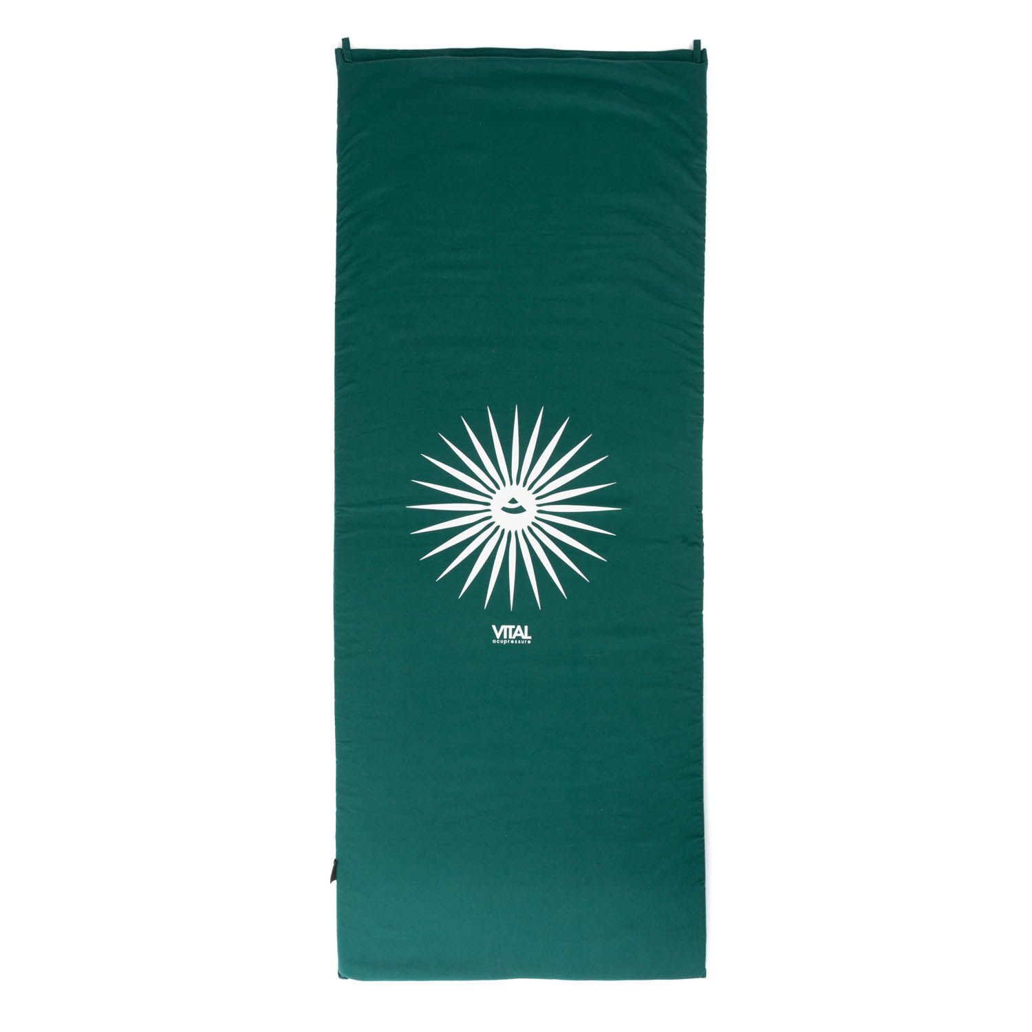 Groene mat met wit VITAL logo. Het product is opgevouwen.