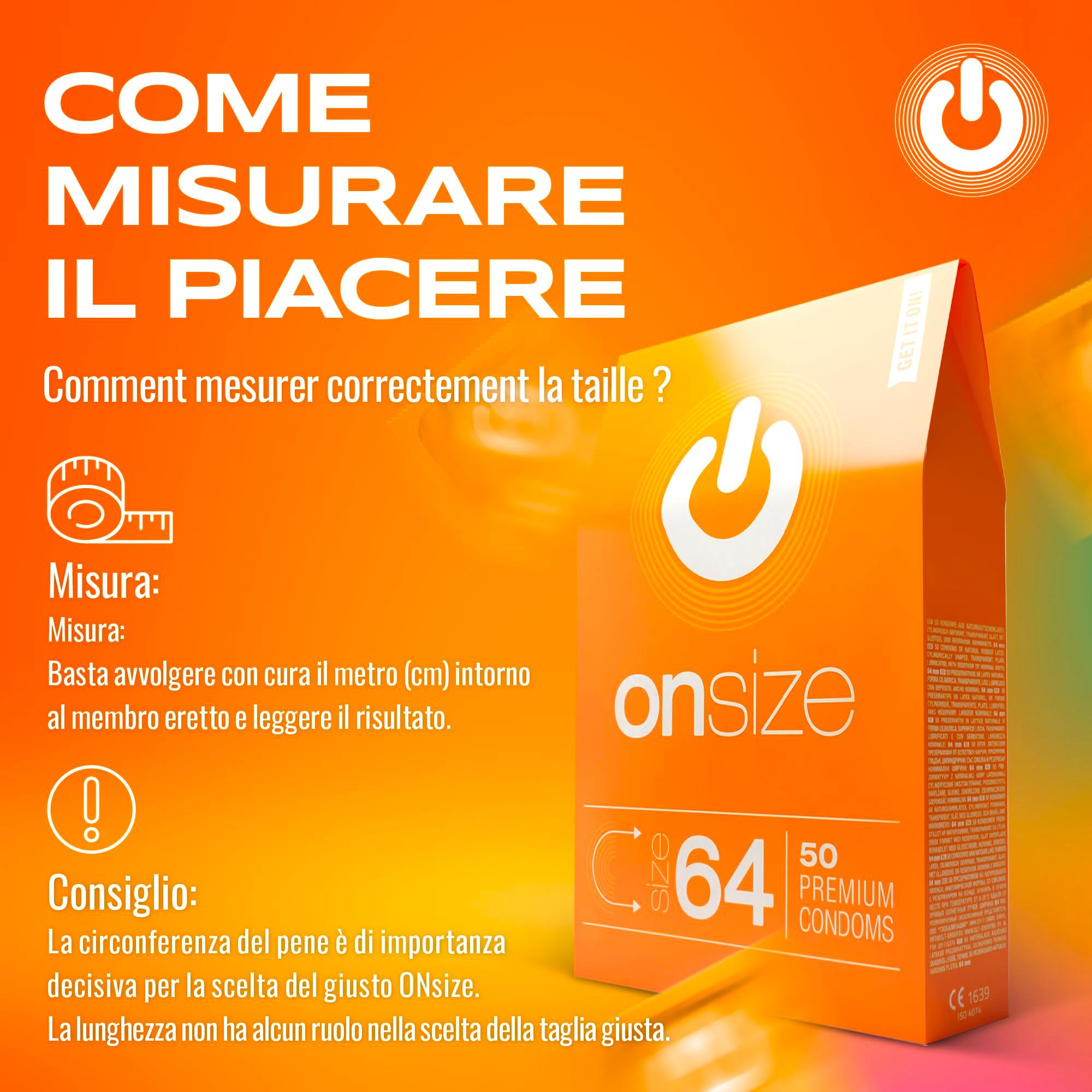 Instructions pour mesurer la circonférence du pénis pour préservatifs ONsize. Texte: Comment mesurer le bonheur?