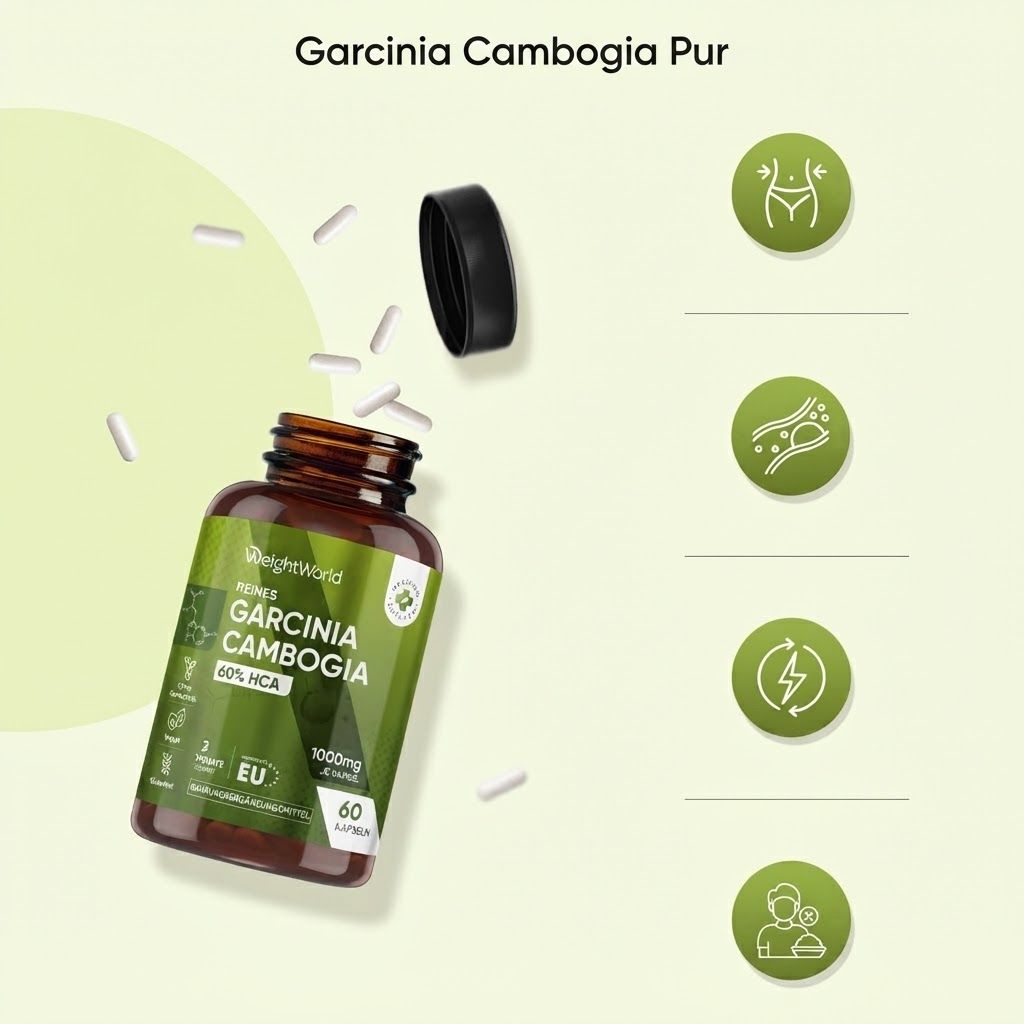WeightWorld Garcinia Cambogia : flacon, 60 gélules, 1000mg, réserve de 2 mois, UE.