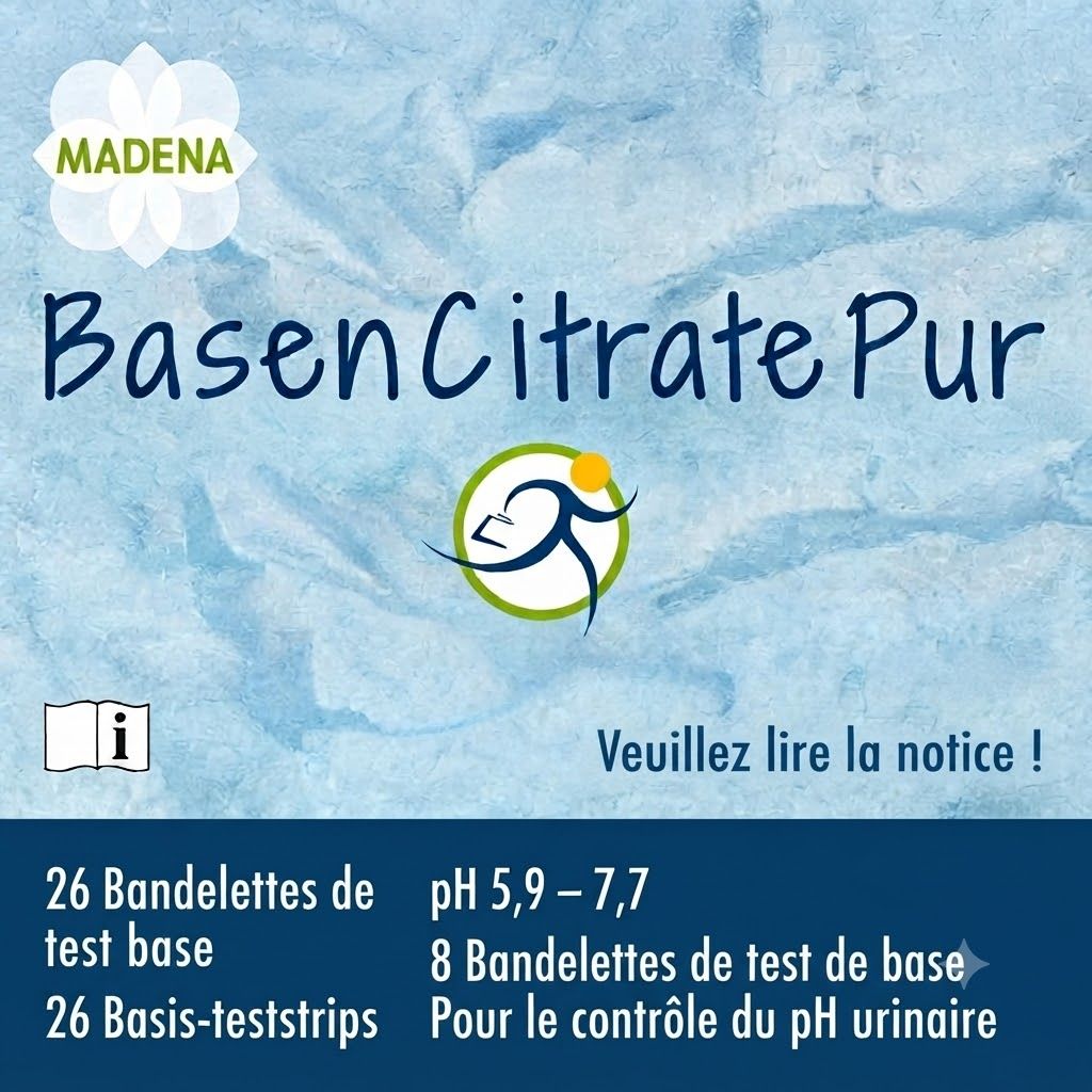 MADENA BasenCitrate Pur : 26 bandelettes de base, pH 5,9-7,7. Pour le contrôle du pH urinaire.