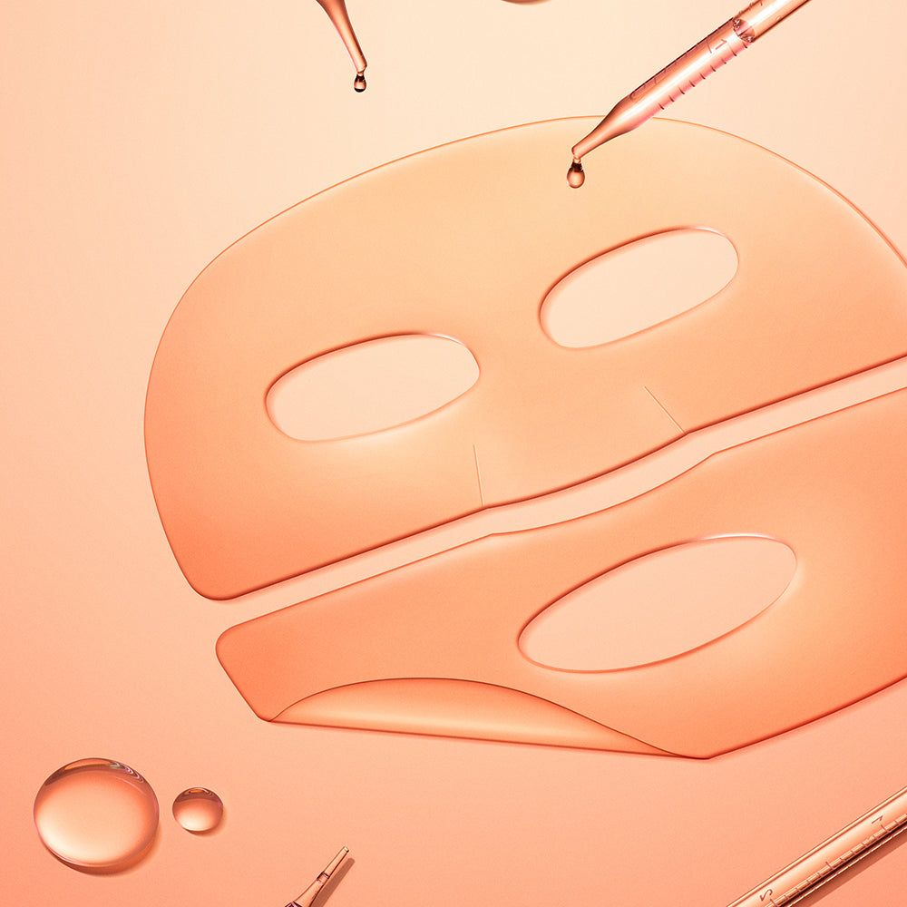 Un masque gel raffermissant PDRN Madeca Lab avec des pipettes et des gouttes.