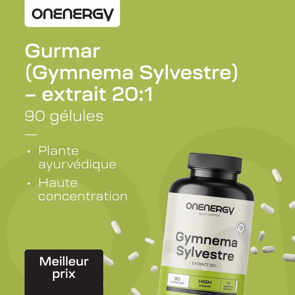 Bouteille OnEnergy Gurmar. Haute concentration, plante ayurvédique. Meilleur prix.