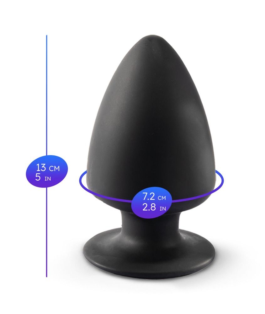 Bouchon en silicone noir mesurant 13 cm de long et 7.2 cm de diamètre.