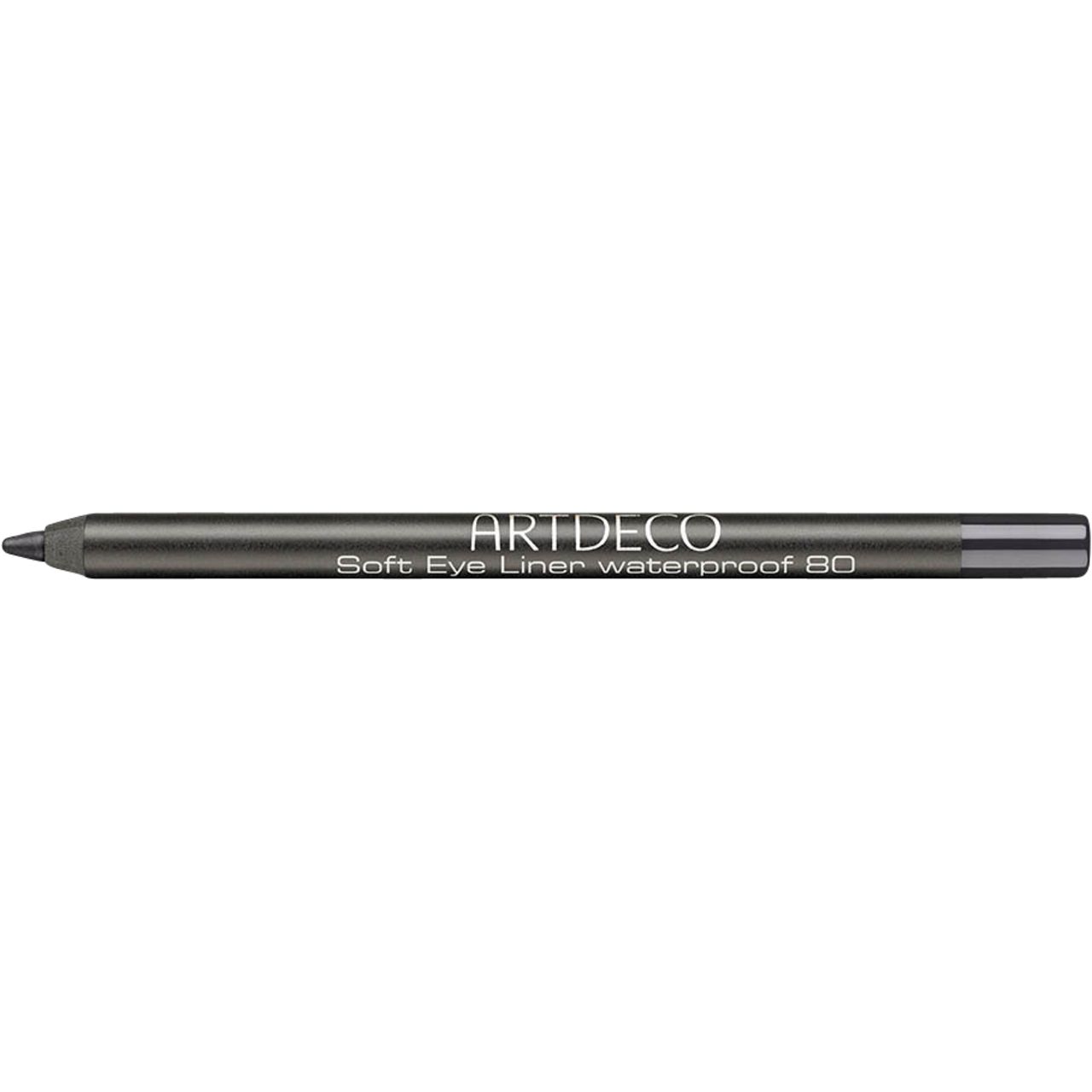 Grijze Artdeco Soft Eye Liner Waterproof 80. Potlood met zwarte punt en zilveren tekst.