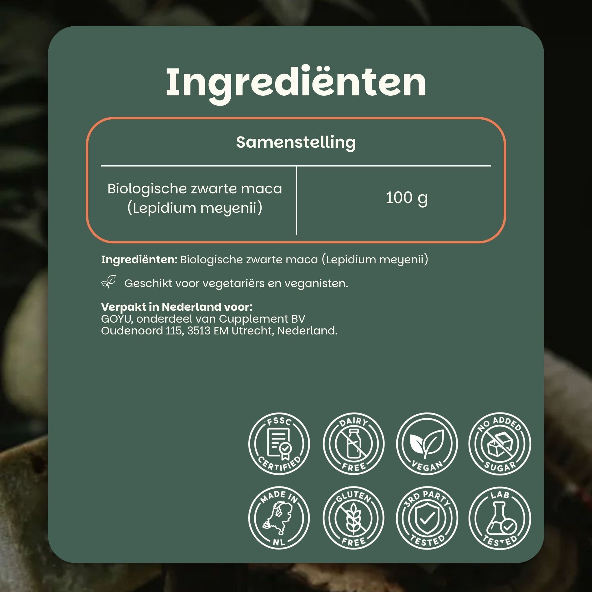 Drie iconen: Vitaliteit, fysieke en mentale prestaties, seksuele gezondheid. Ondersteunt energie, prestaties en vruchtbaarheid.