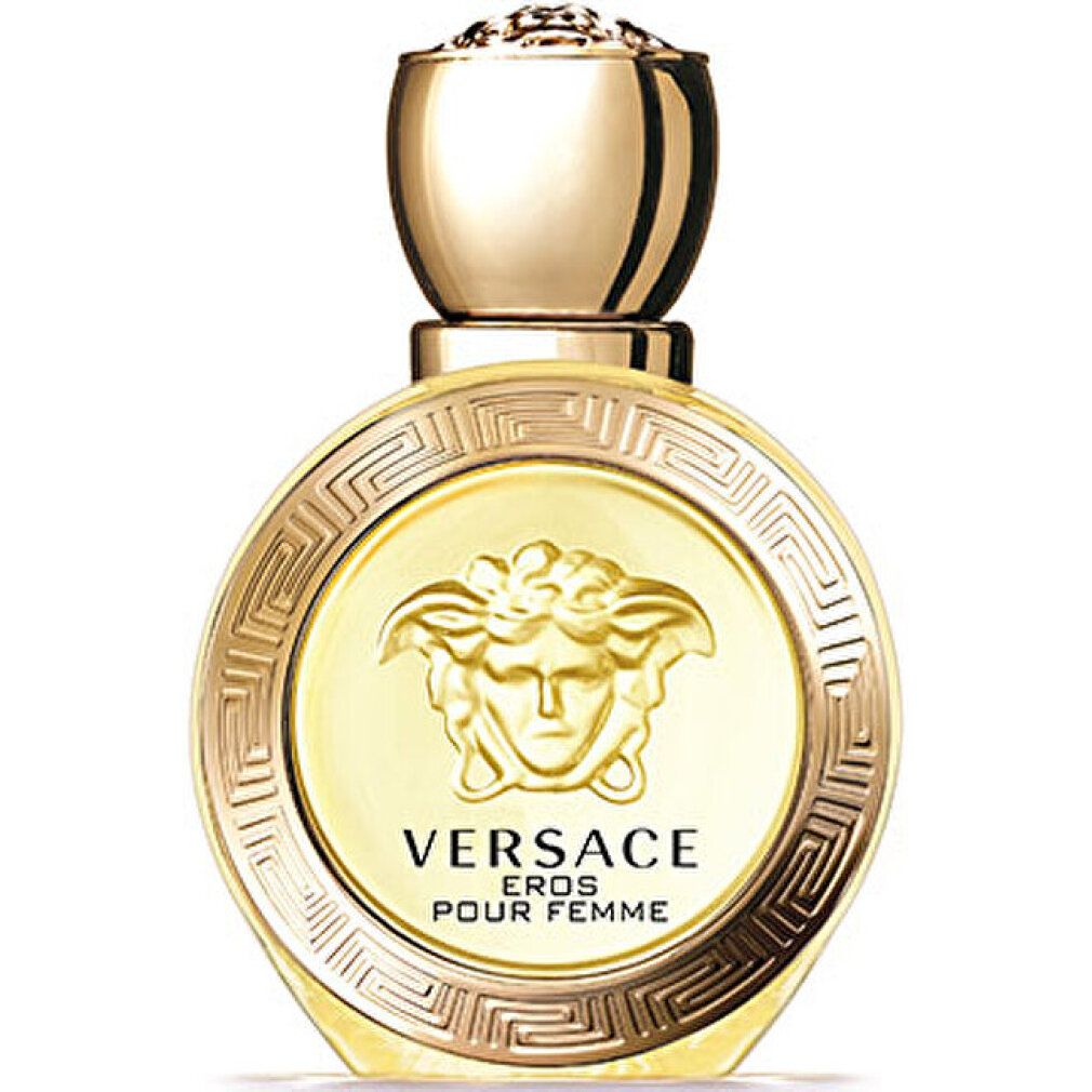 Flacon de vaporisateur déodorant Versace Eros Pour Femme avec emblème Medusa doré.