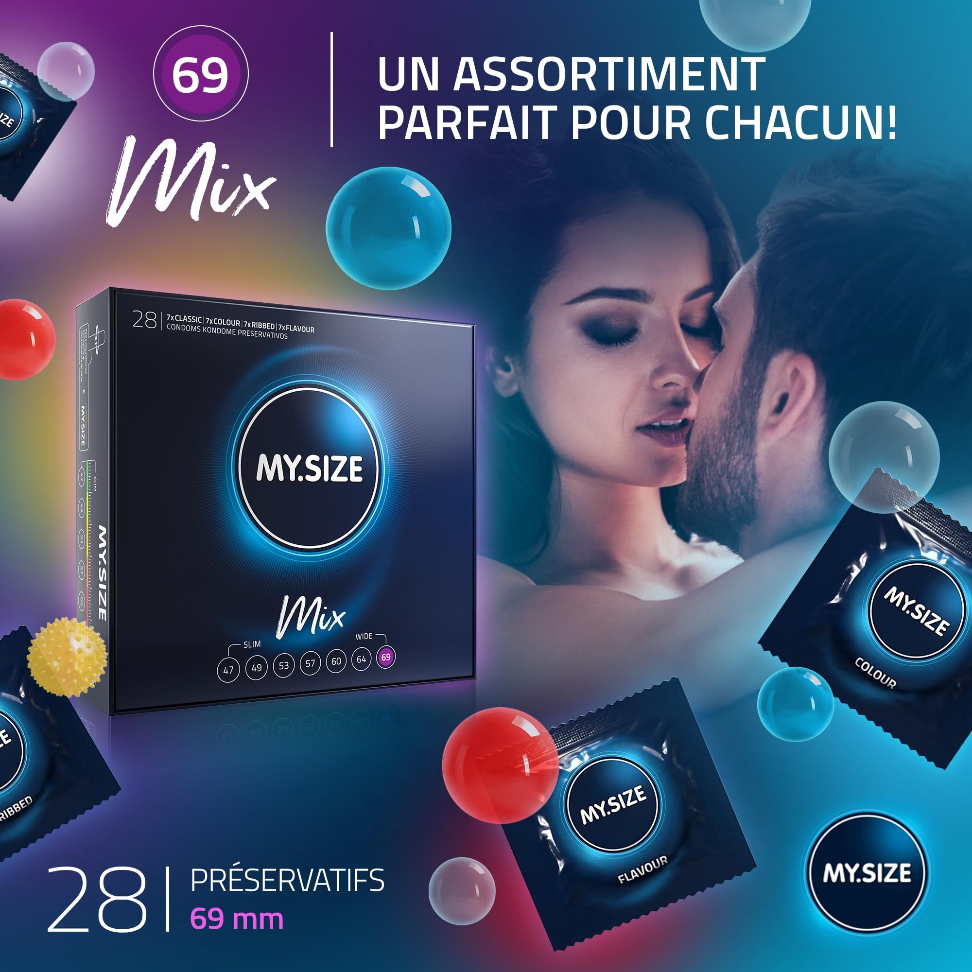 My.Size 69mm MIX: 7 tailles, 4 variantes. Mesurez votre taille pour un ajustement parfait.