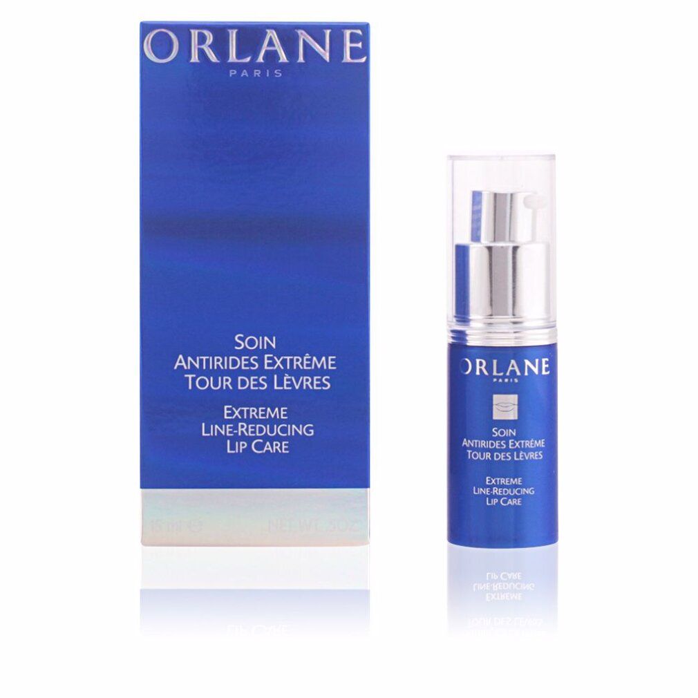 ORLANE PARIS soin pour les lèvres, flacon et emballage bleus. Inscription: SOIN ANTIRIDES EXTRÊME TOUR DES LÈVRES, EXTREME LINE-REDUCING LIP CARE.