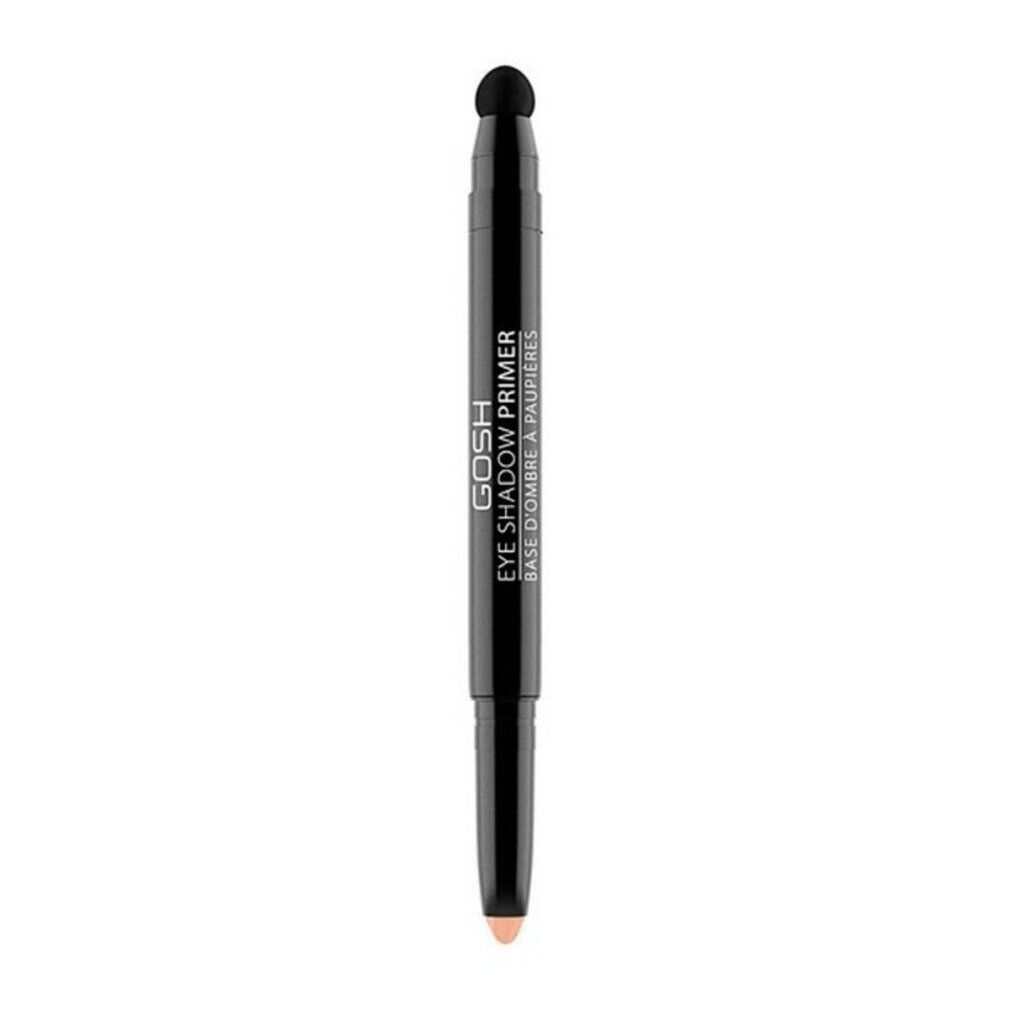 Applicateur double. En haut: éponge. En bas: base teintée. Stylo noir avec impression GOSH Eye Shadow Primer.