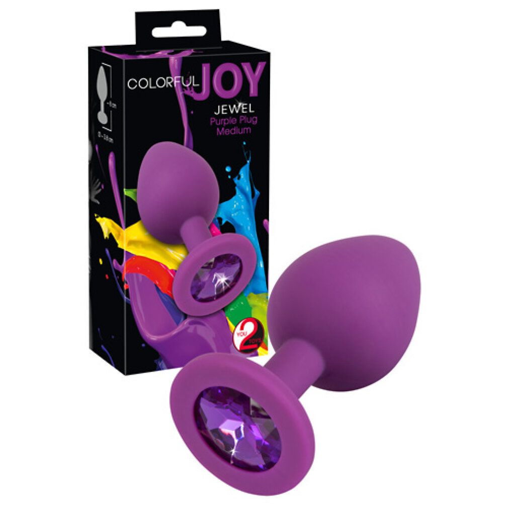 Plug anal violet avec bijou, taille M, avec emballage.