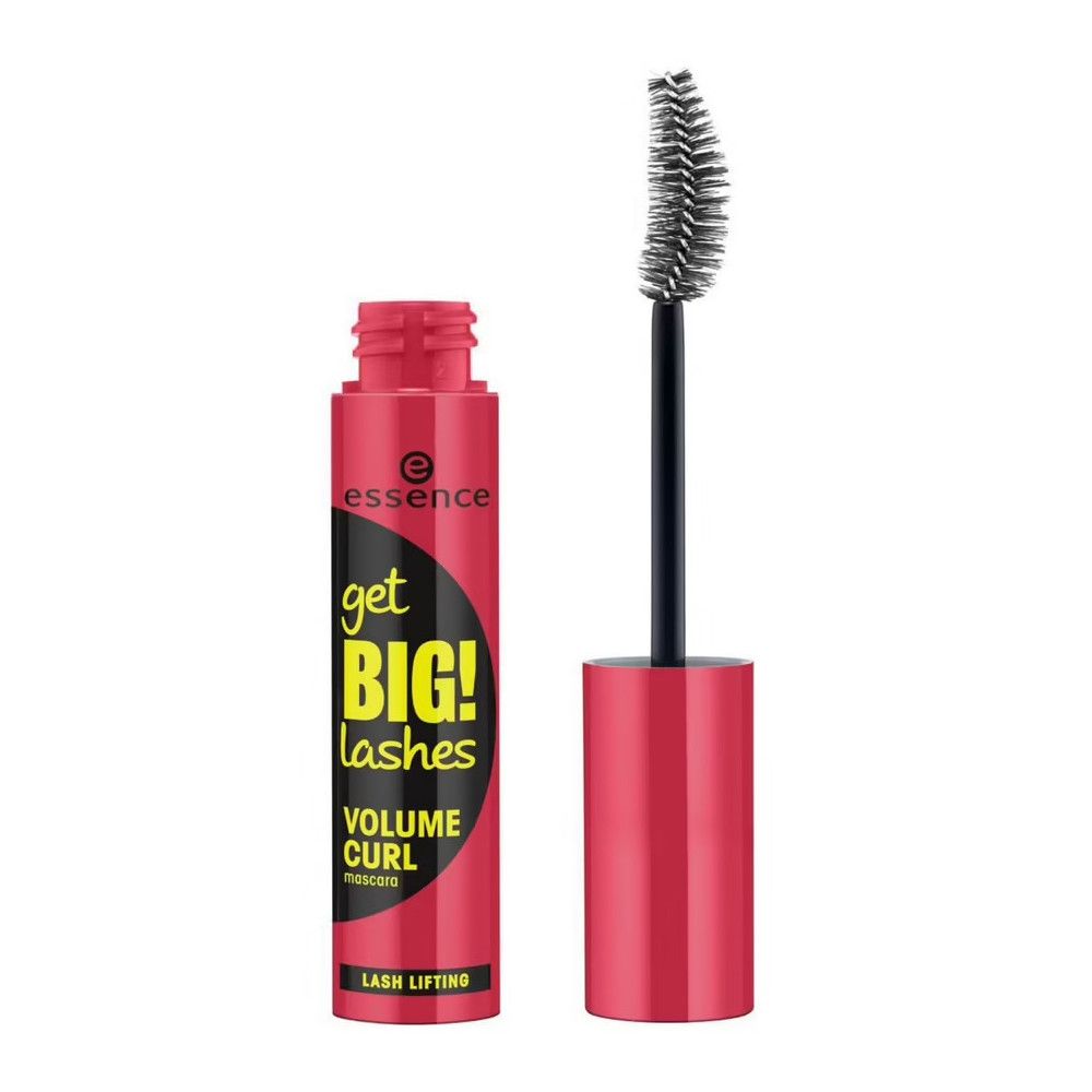 Essence mascara. Rode huls, zwarte borstel. "get BIG! lashes VOLUME CURL" staat erop.