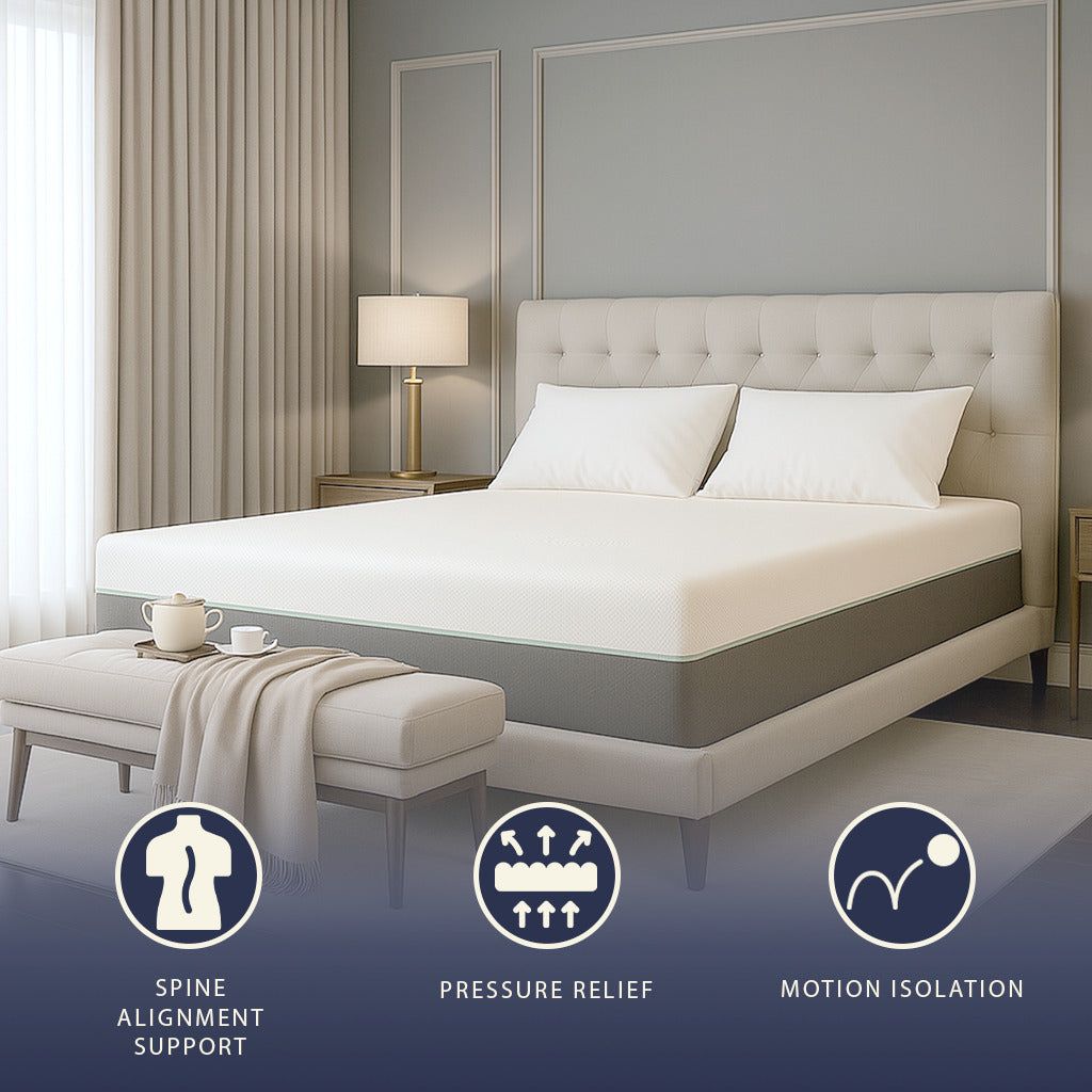 The White Stone Matras 160x190 van Memory Foam en Pocketveren | Hoogte 25 cm | Breeze Technologie