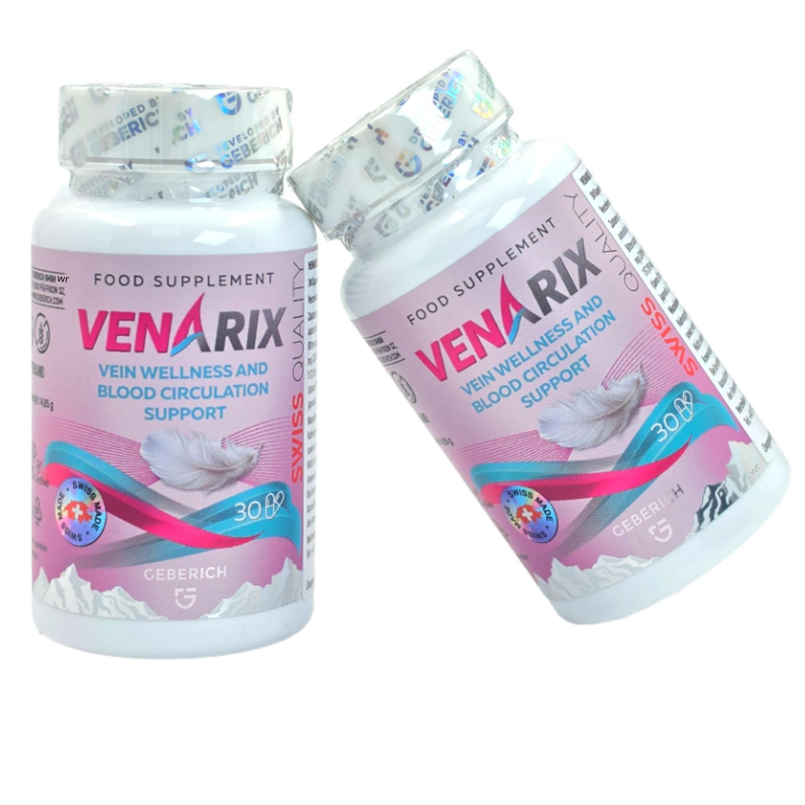 Twee Geberich VenaRix capsuleflessen voor aderen en bloedsomloop, 30 capsules.