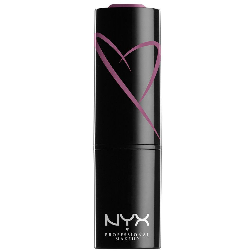 Boîtier de rouge à lèvres noir avec motif cœur. Marque : NYX.