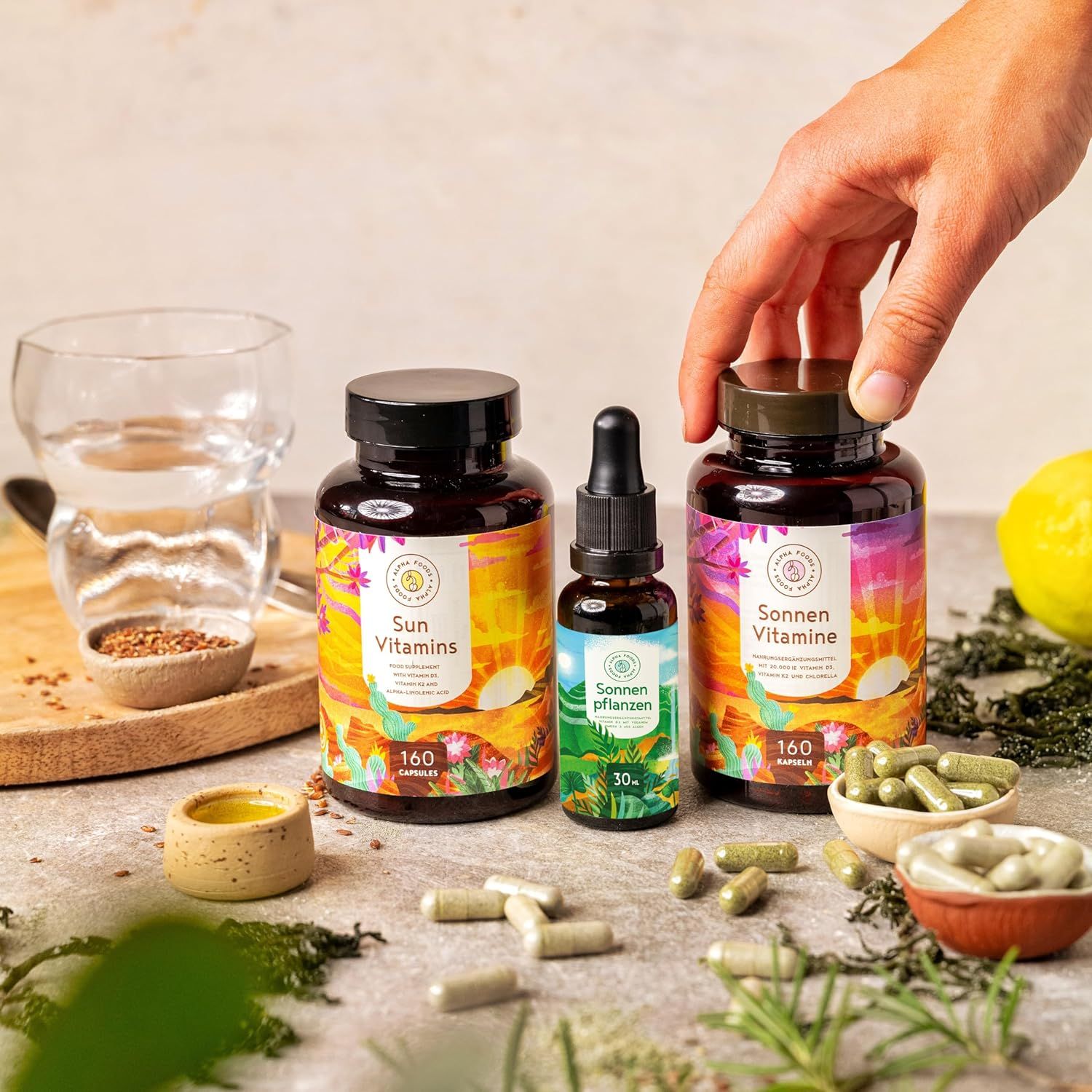 Comparaison de l'ancien et du nouveau design pour Sonnen Vitamine.