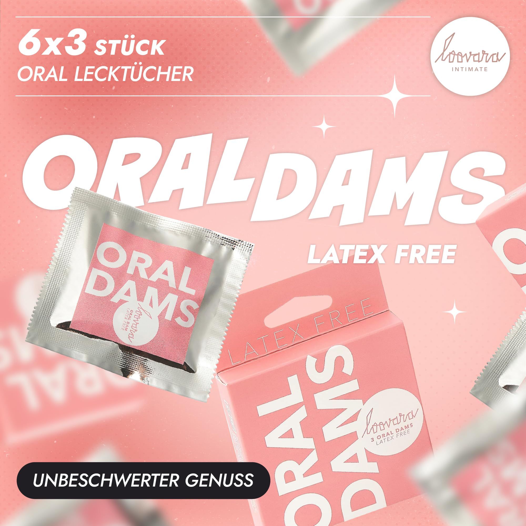 Loovara Orale Doekjes 3x6 stuks zonder latex, Orale Dammen zonder latex, ultra-dunne en natuurlijke
