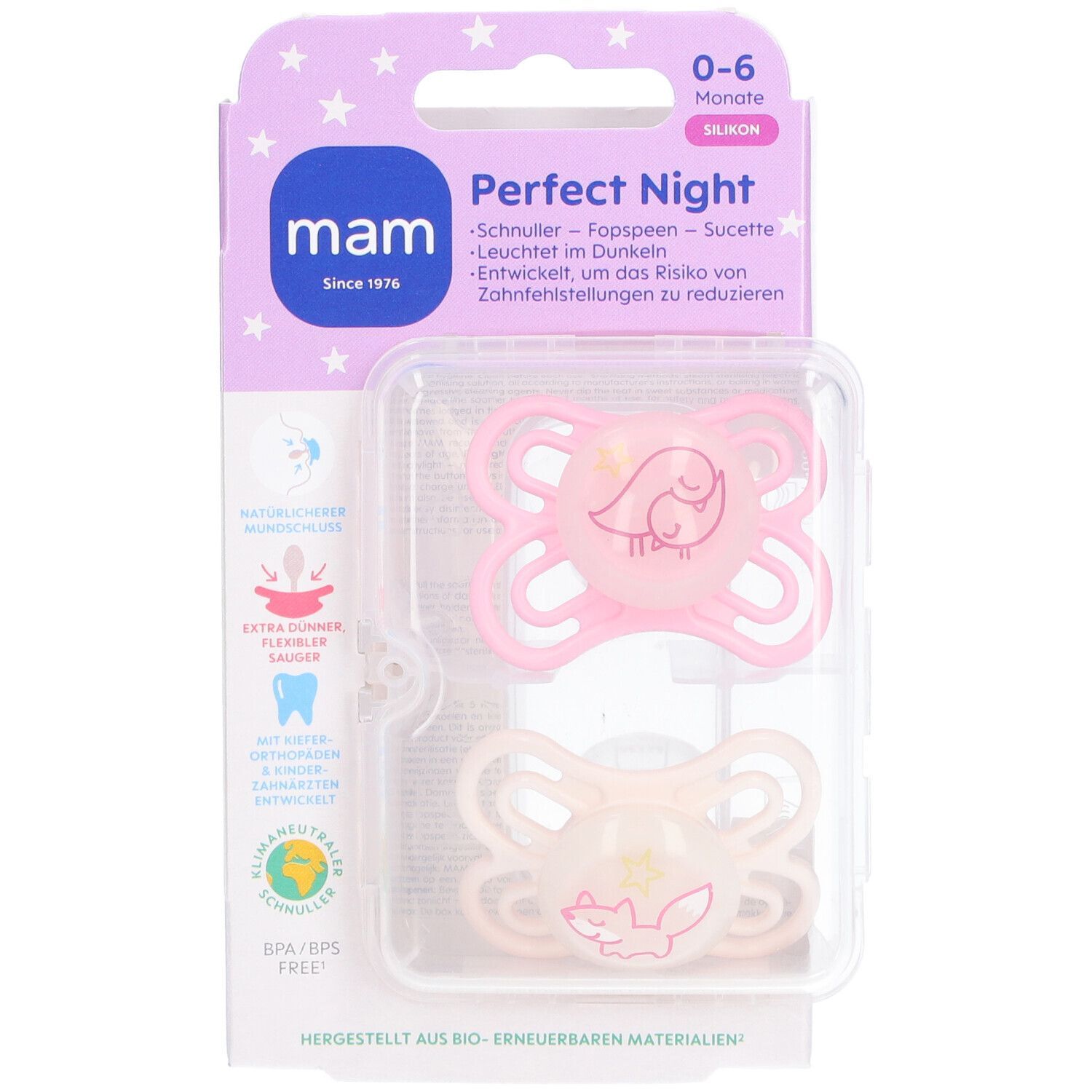 Mam Perfect Night Siliconen Fopspeen 0-6 Maanden