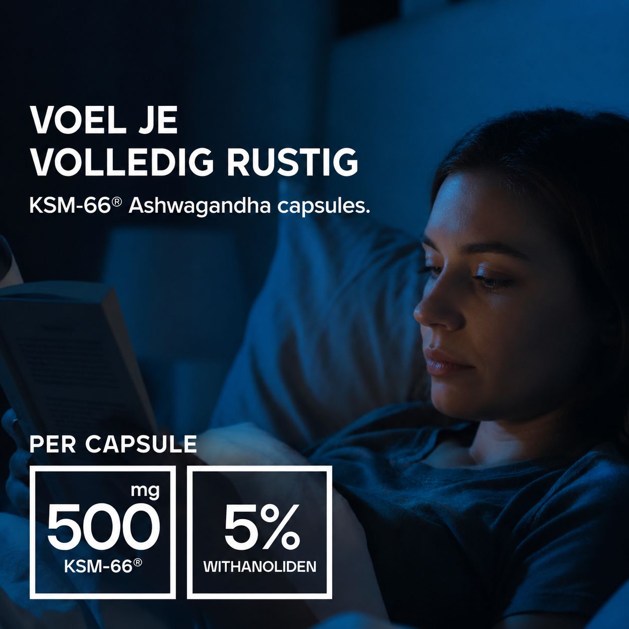KSM-66 Ashwagandha capsules, 500mg per capsule, 5% Withanoliden.