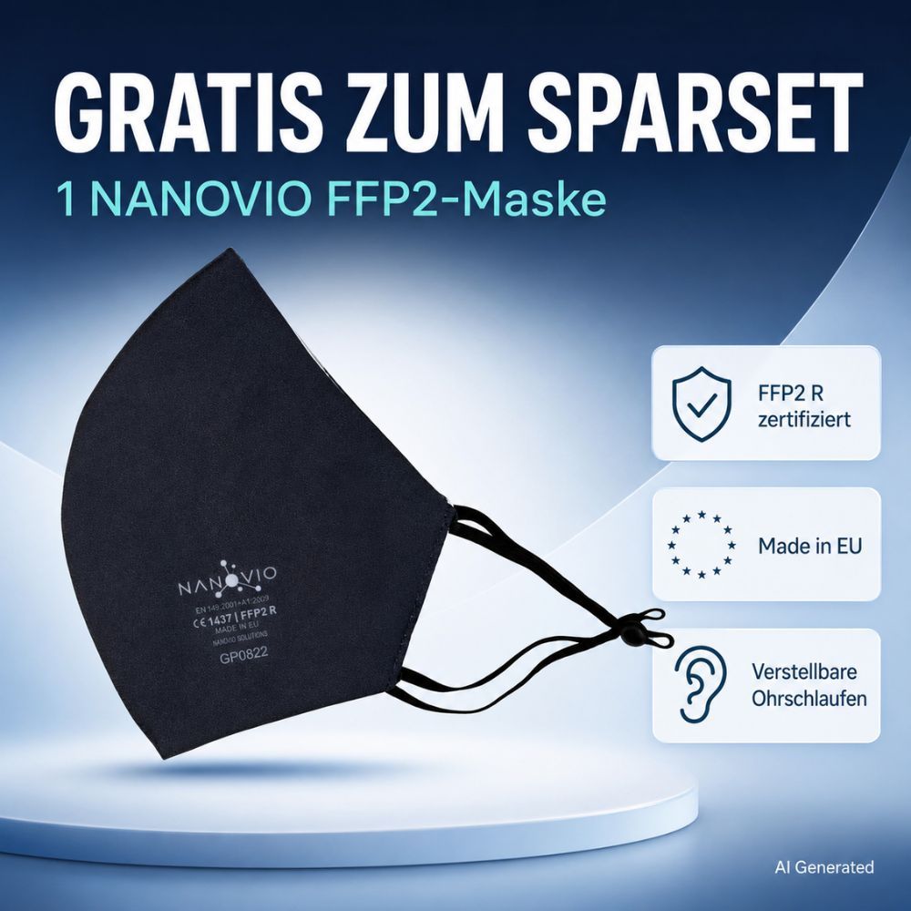 Zwart FFP2 R-masker met verstelbare oorlussen, CE 1463, Gemaakt in de EU.