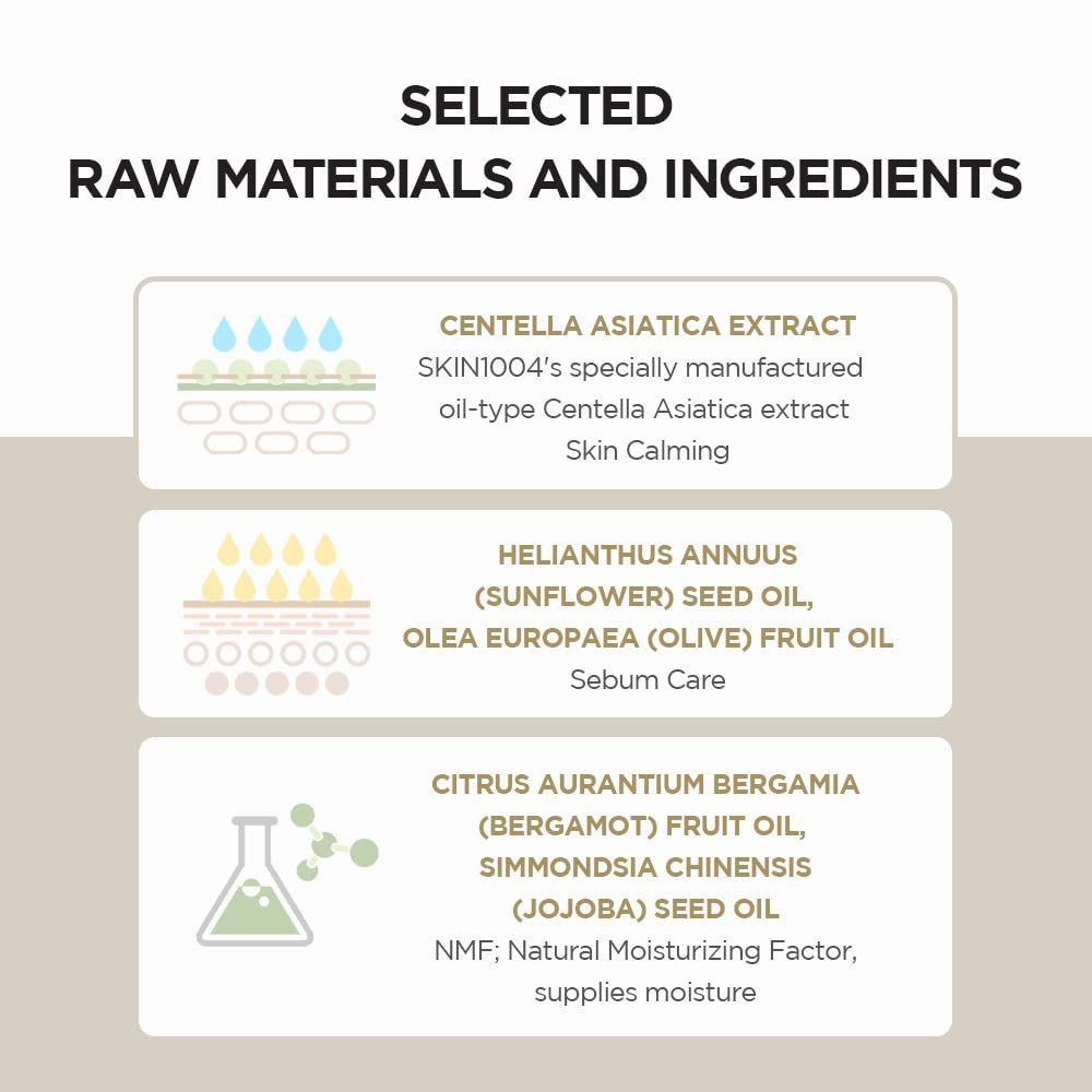 Graphique avec ingrédients. Texte : CENTELLA ASIATICA EXTRACT, HELIANTHUS ANNUUS, OLEA EUROPAEA, CITRUS AURANTIUM BERGAMIA.