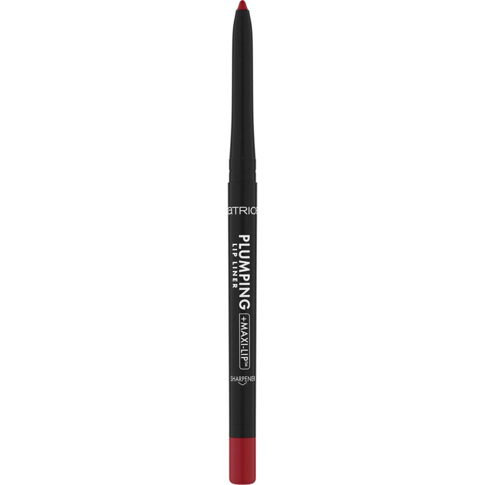 Catrice lipliner. Rode potlood met zwarte schacht. Opschrift: PLUMPING + MAXI LIP.