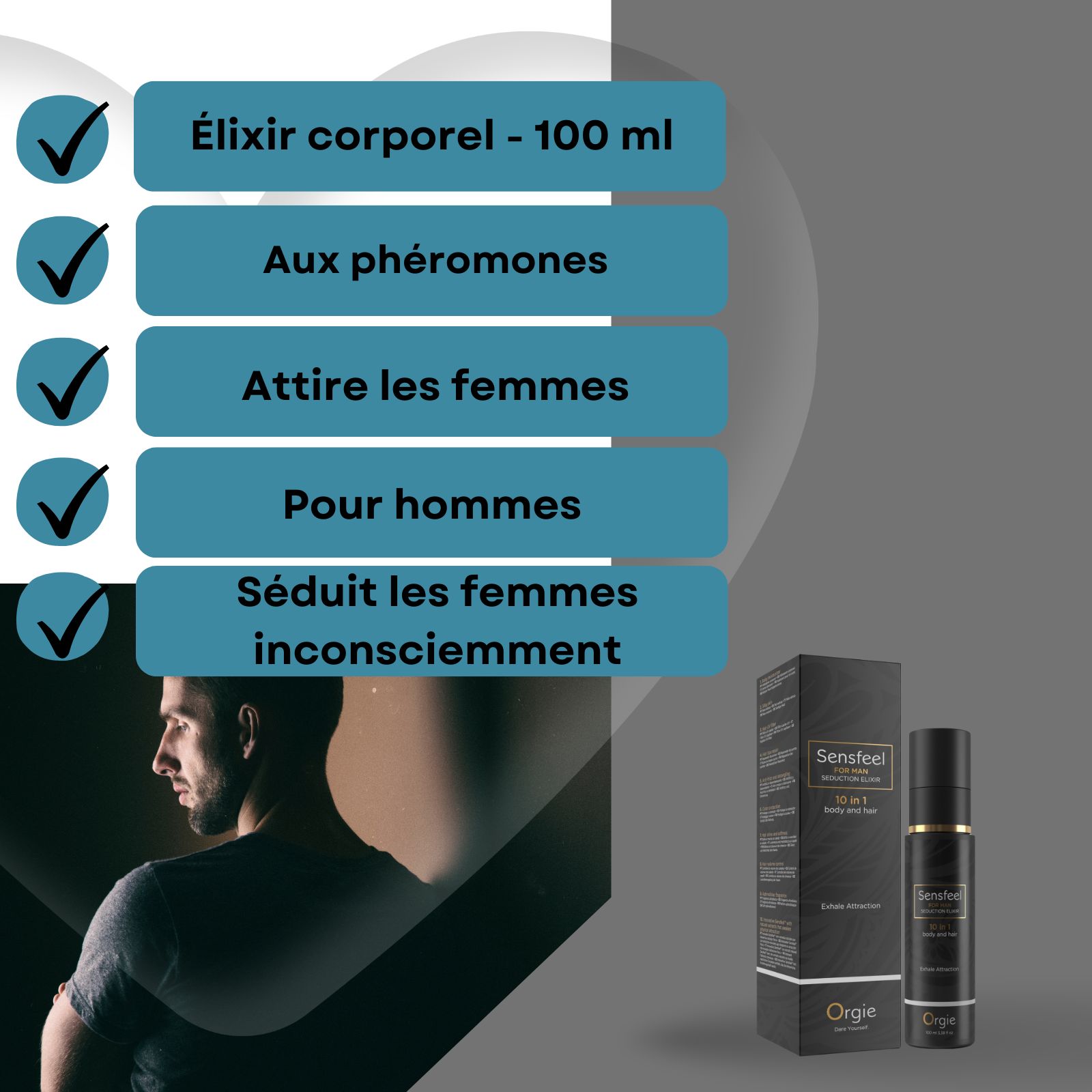 Orgie Sensfeel Élixir pour homme : attire les femmes.