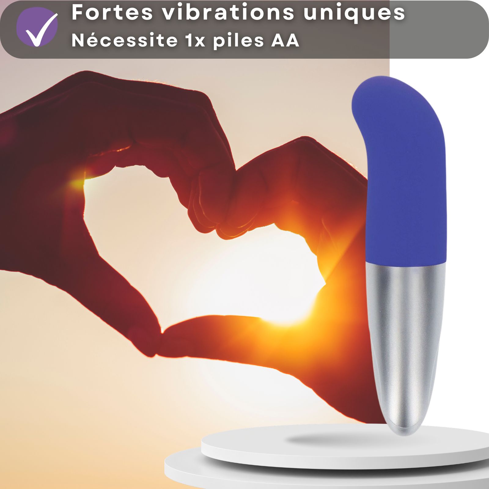 Vibrateur bleu et argenté.