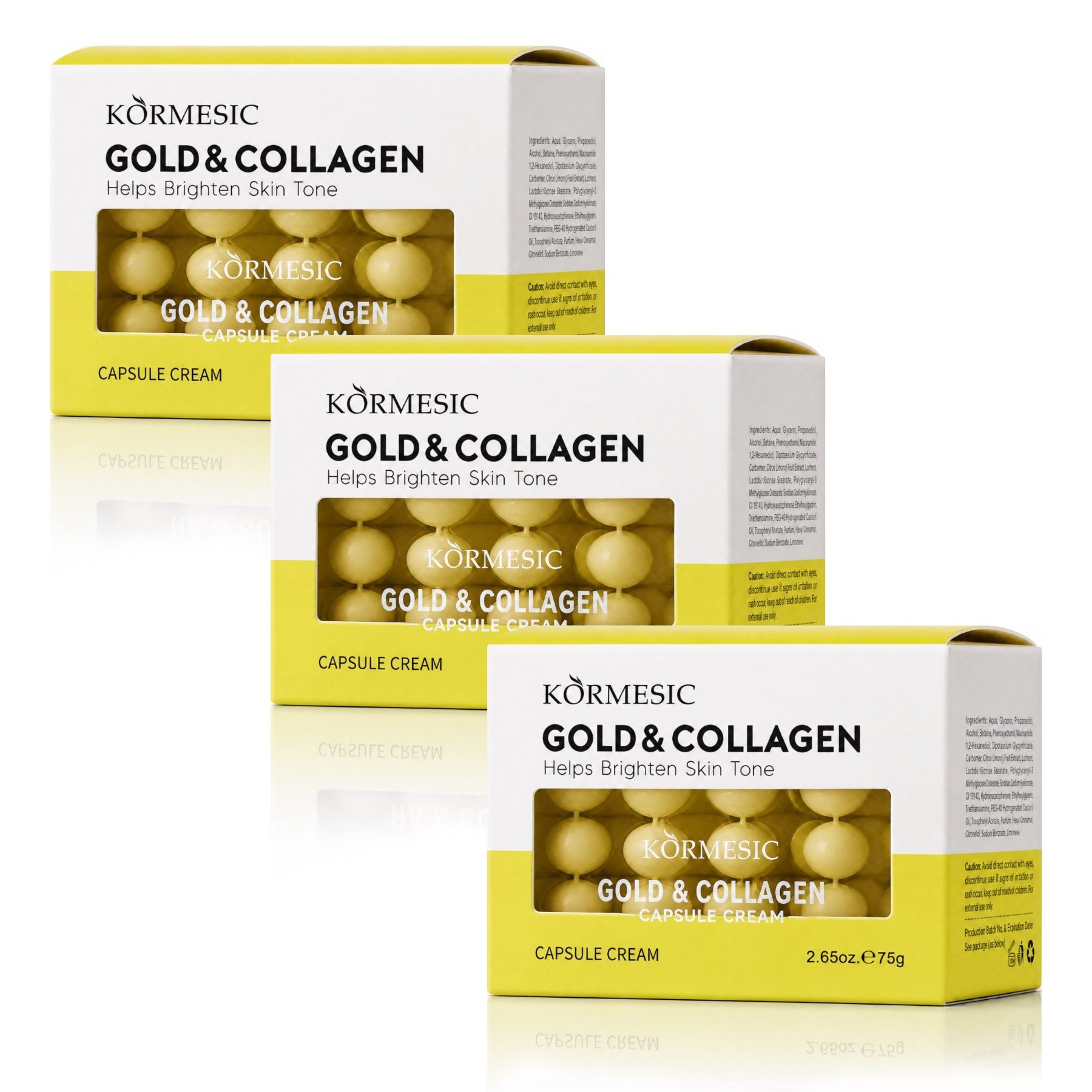 KORMESIC  Crème visage au collagène et à l'or (capsules) – Éclat radieux
