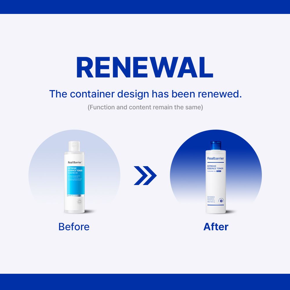 Grafiek: voor-en-na vergelijking. Links: fles met blauw etiket. Rechts: fles met nieuw design. Tekst: Renewal.