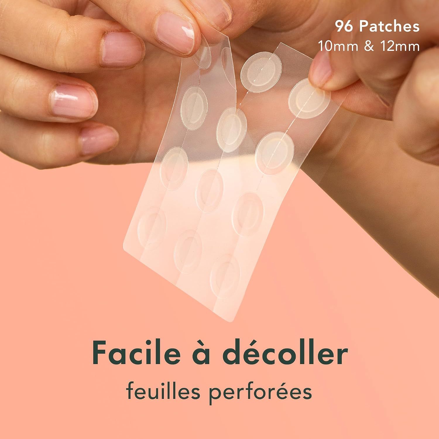 96 patchs ronds et transparents de 10mm et 12mm sur feuilles perforées.