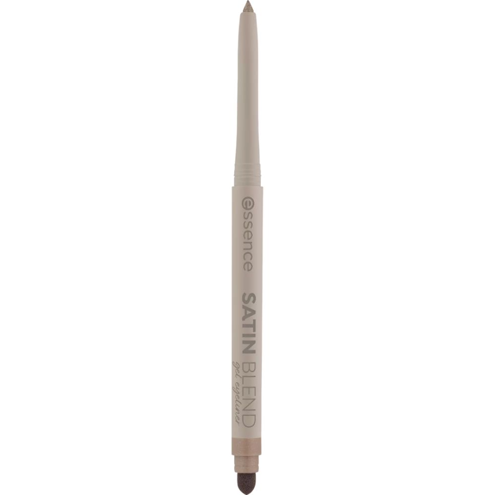 Crayon eyeliner beige avec nom du produit et de la marque. Le crayon est de forme cylindrique.
