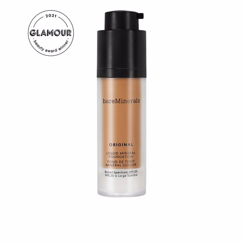 Bareminerals Original Liquid Foundation, teinte 24-Neutral Dark. Flacon avec pompe et FPS 20.