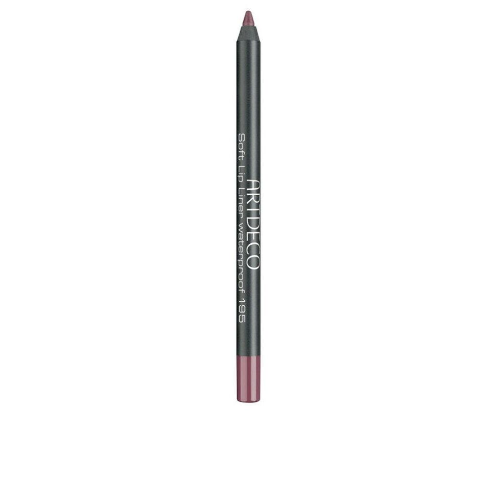 Lipliner. Donkergrijze potlood met roze uiteinde. Opschrift: Artdeco Soft Lip Liner Waterproof 185.