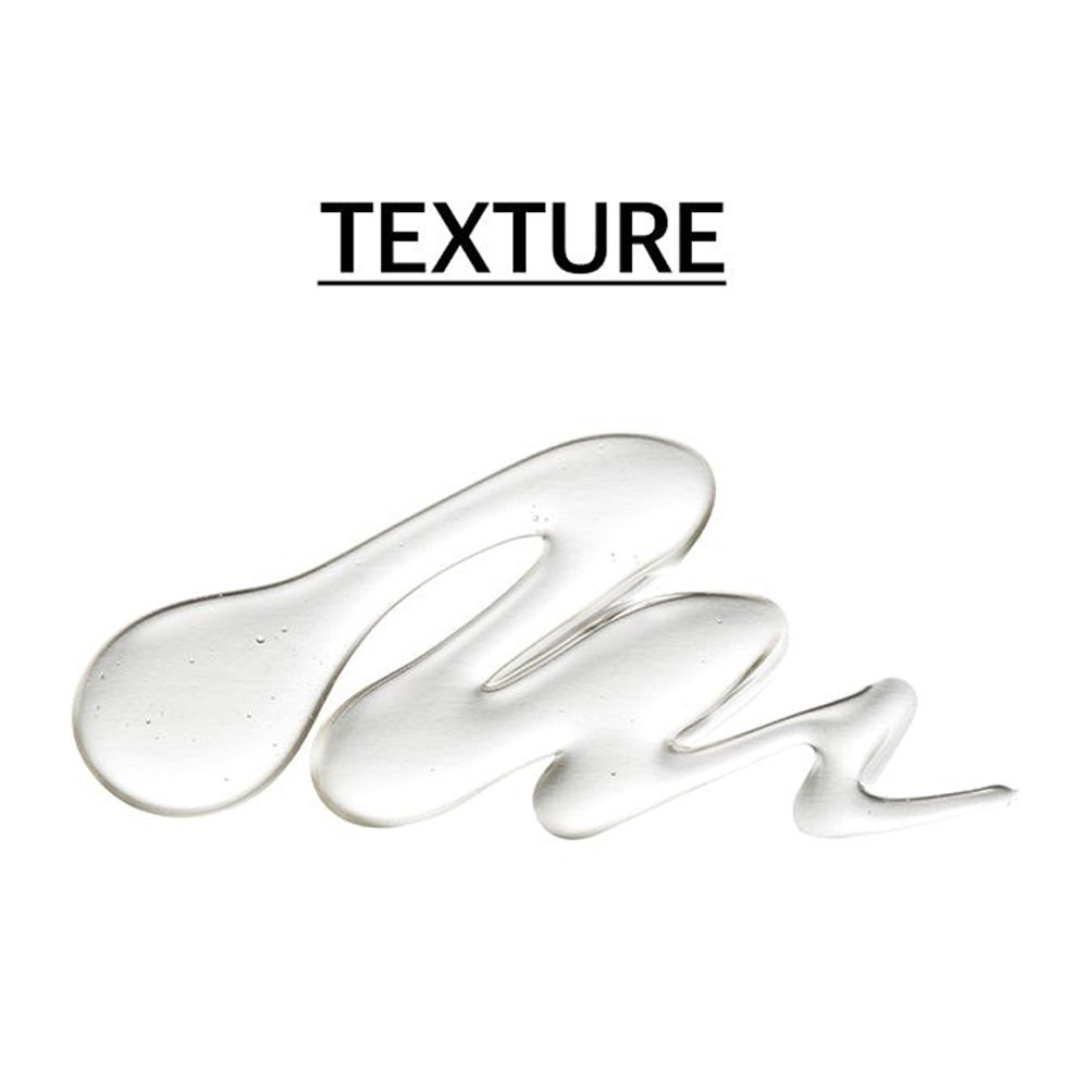 Heldere, gelachtige substantie in golfvorm. Tekst: TEXTURE.