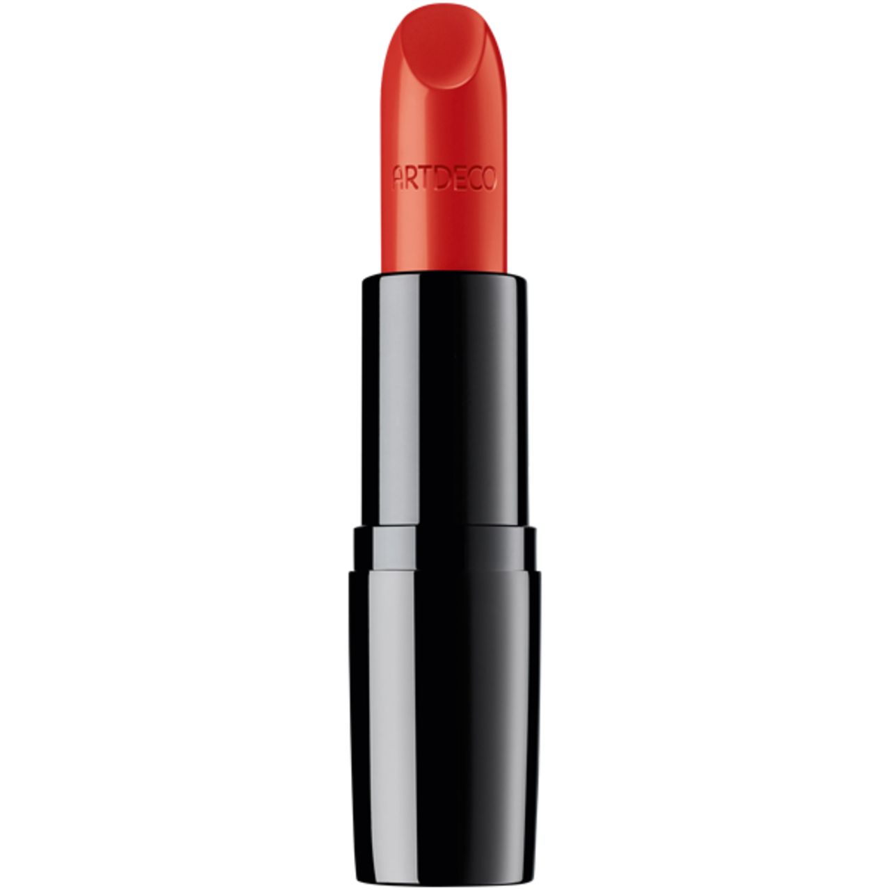Artdeco Perfect Color Lipstick. Zwarte huls, rode lipstick. Opschrift Artdeco.