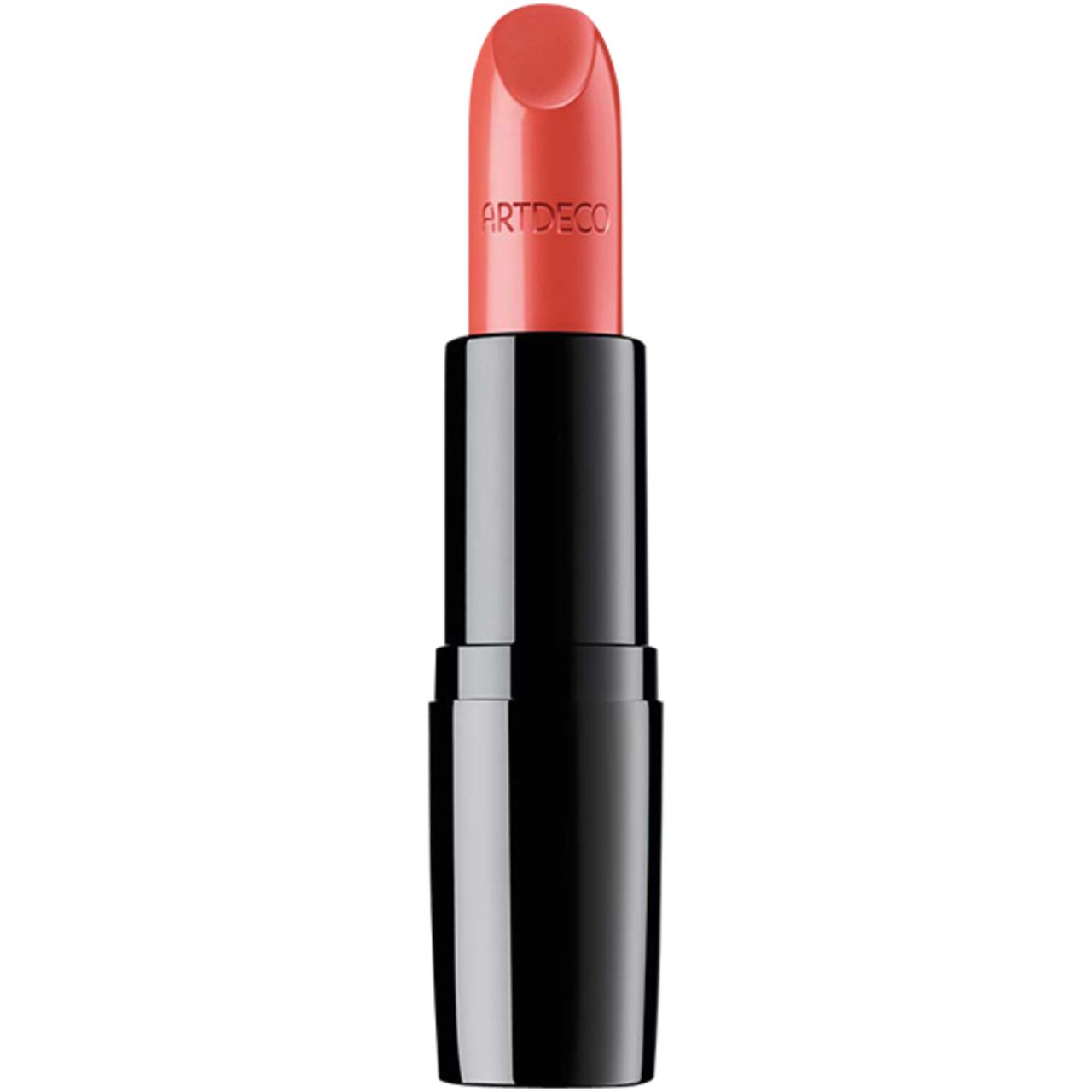 Artdeco Perfect Color Lipstick, geopend. Zwarte huls, roze lipstick. Artdeco-logo zichtbaar.