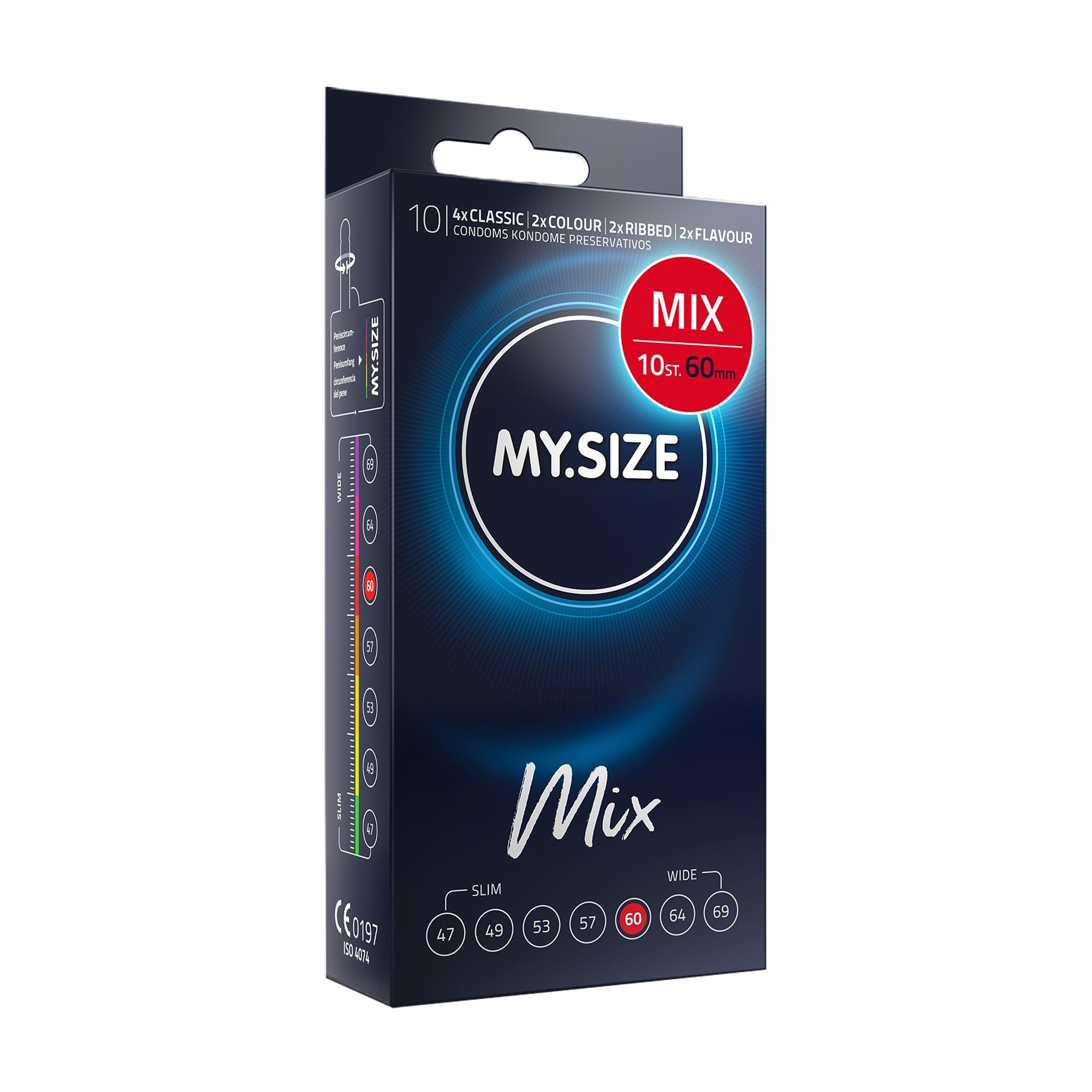 MY.SIZE Mix: 10 condooms, maat 60mm. 4 soorten.