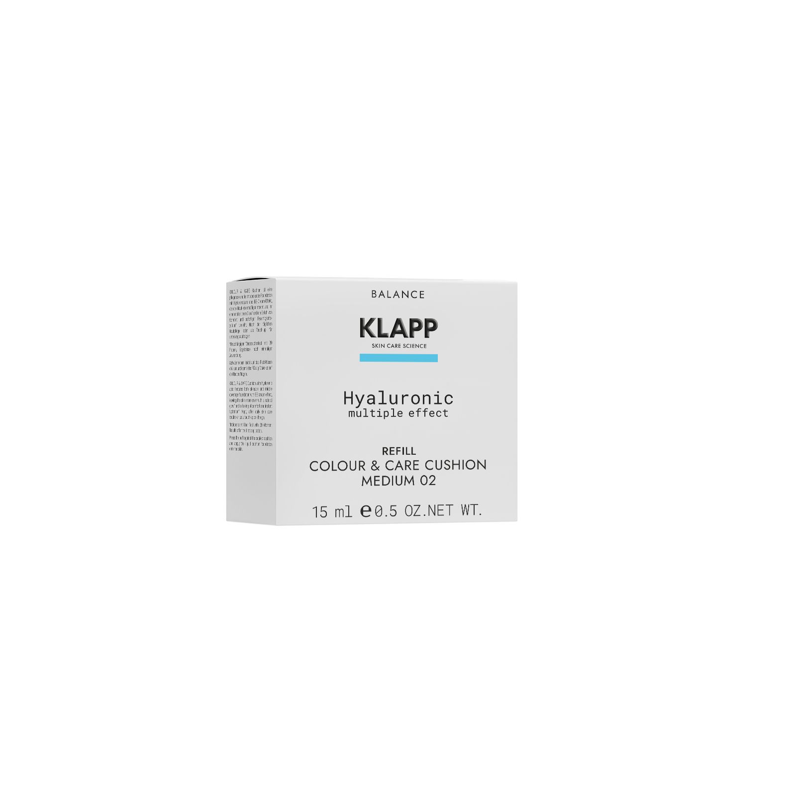 Emballage du Klapp Hyaluronic Multiple Effect Colour & Care Cushion Refill.