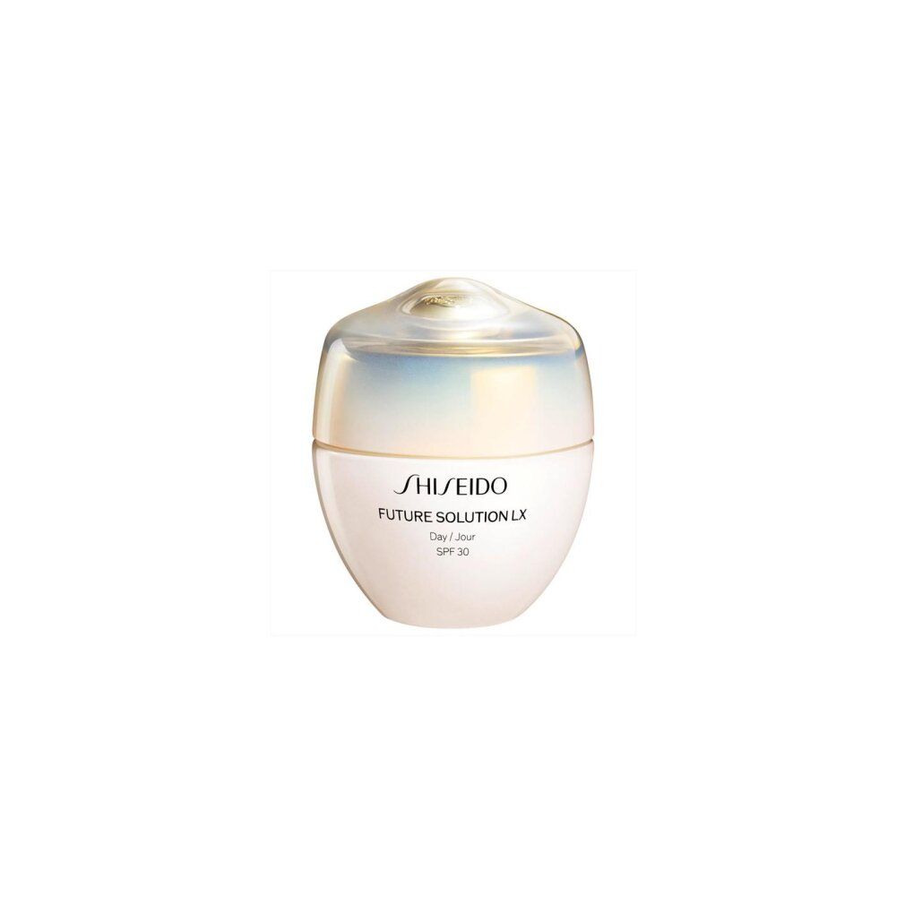 Crèmepot met deksel. Opschrift: SHISEIDO Future Solution LX Day / Jour SPF 30.