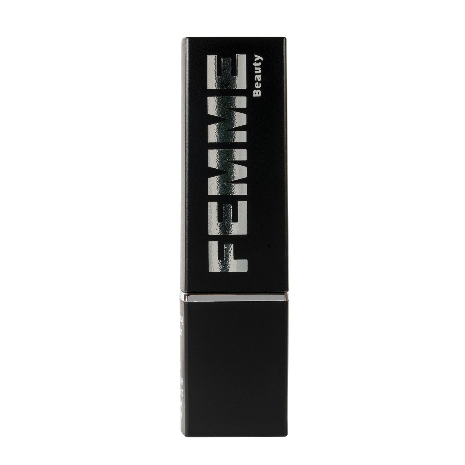 FEMME Visionary Satin Lipstick in een zwarte huls met zilveren belettering.