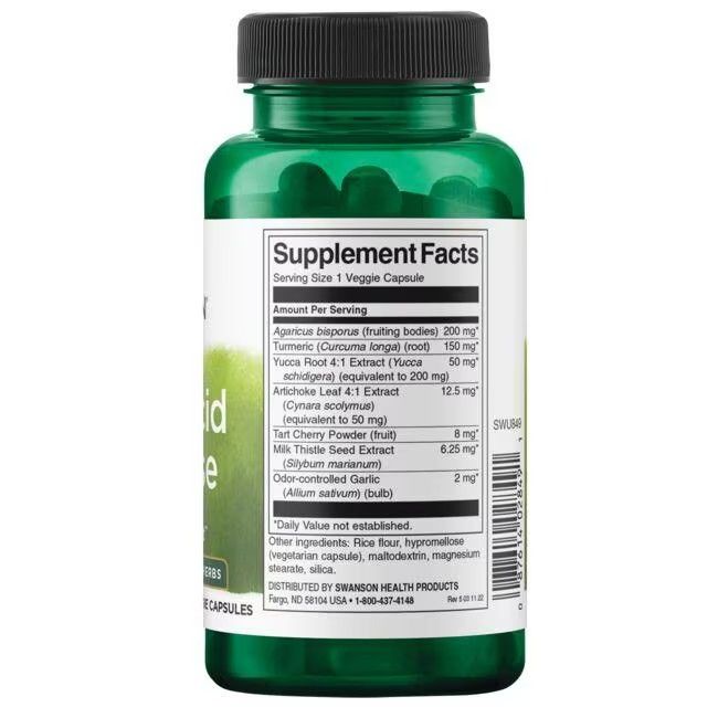 Dos du flacon vert. Contient des informations sur les ingrédients et les valeurs nutritionnelles.