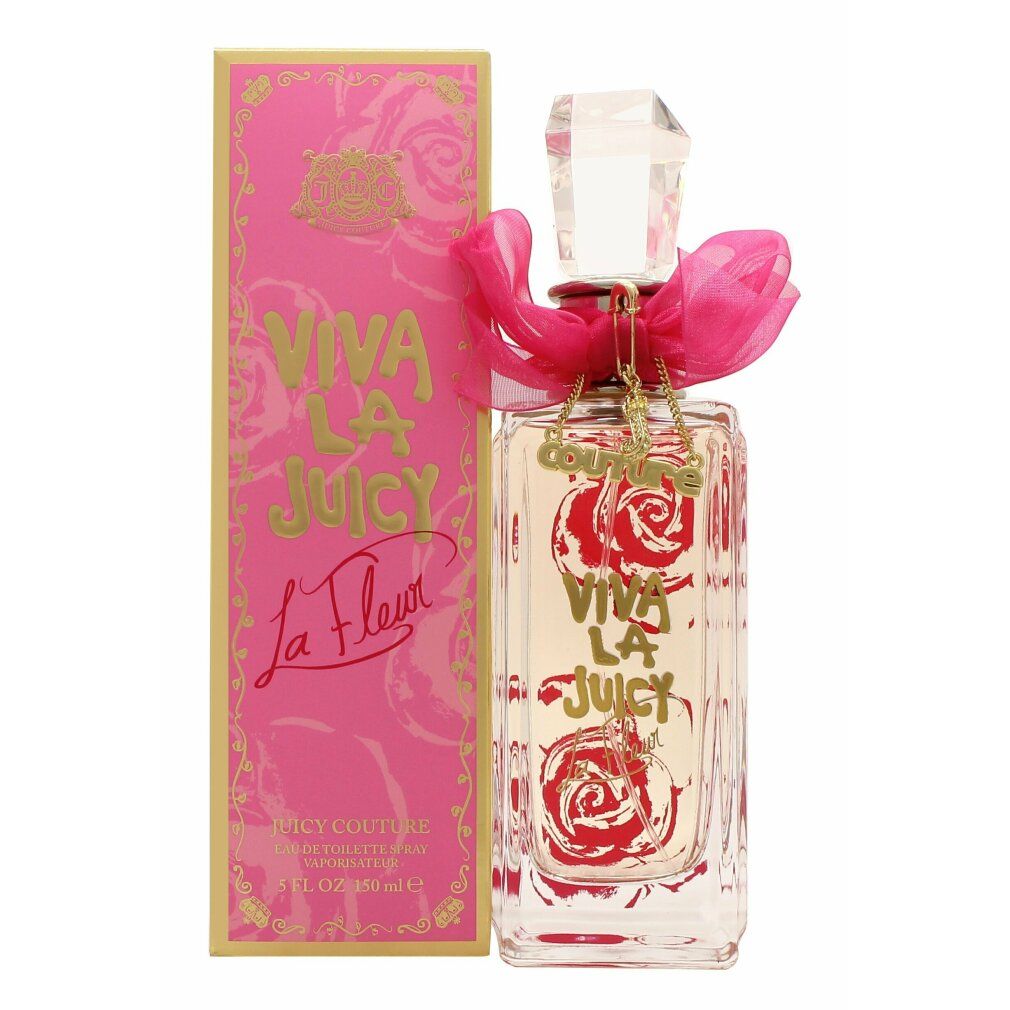 Viva La Juicy La Fleur Eau de Toilette fles met roze strik en doos.