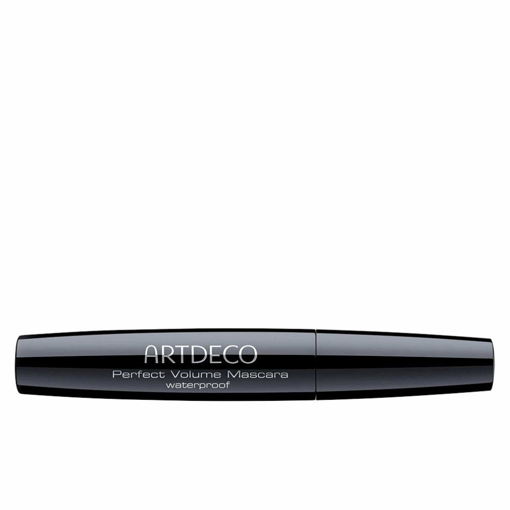 Tube de mascara noir. Sur le tube, "ARTDECO Perfect Volume Mascara waterproof".