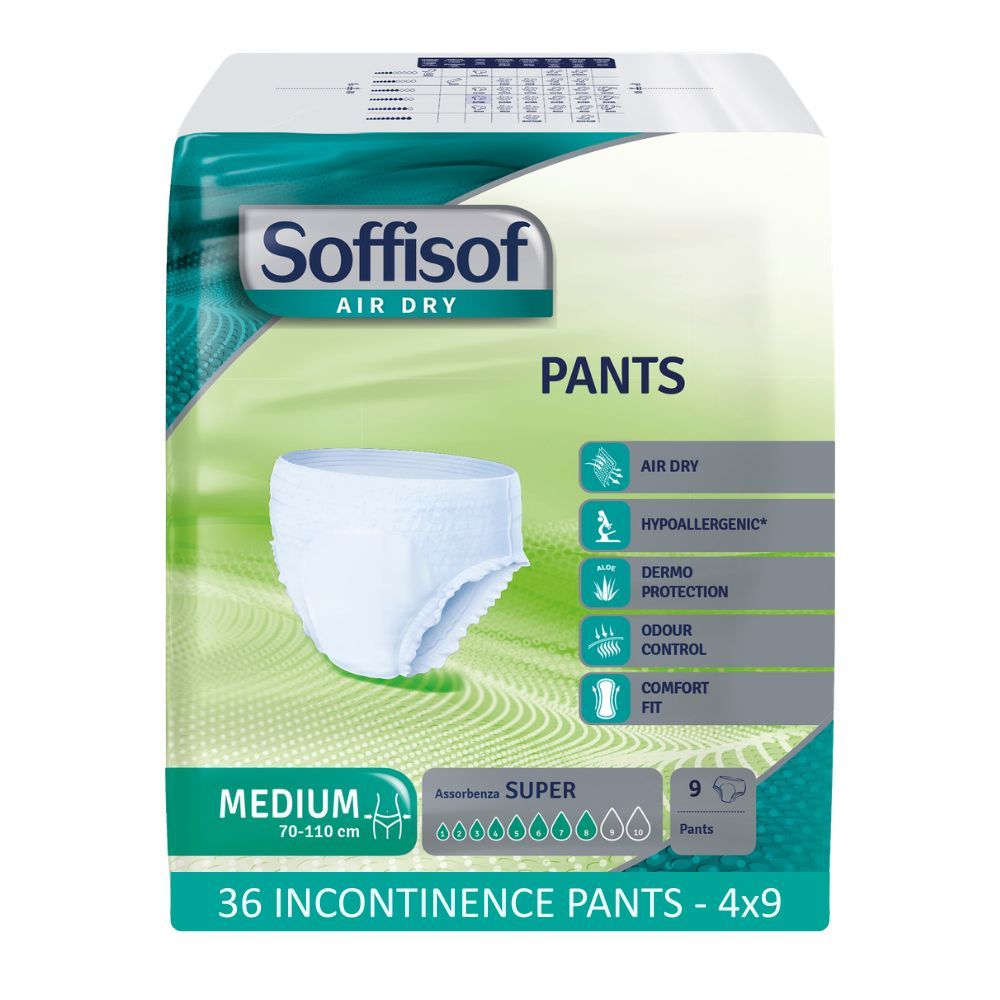 Soffisof Air Dry Pants: Medium, 36 broekjes, pak 4x9, 70-110 cm.