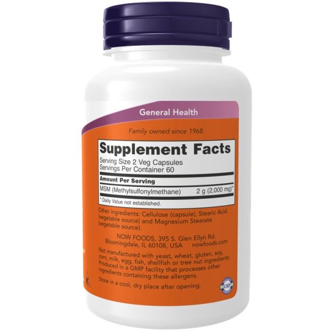 Witte fles met paarse dop. Label met "Supplement Facts" en ingrediënten. Bevat 120 Veg-capsules.