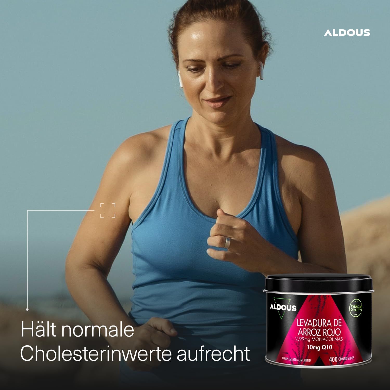 Loopster, Aldous Rode Rijst blik. Houdt normale cholesterolwaarden in stand. Bevat 2,99mg monacolines, 10mg Q10.