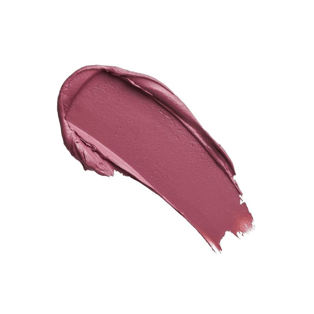 Échantillon de rouge à lèvres mat rose. Texture visible, disposition diagonale sur fond blanc.